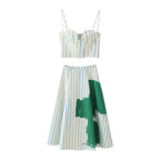 Women's Striped Corset Coat Skirt Sets