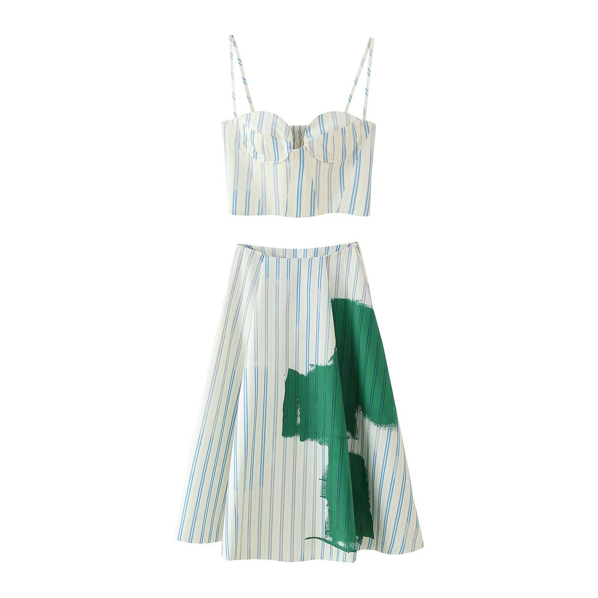 Women's Striped Corset Coat Skirt Sets