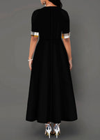 Asymmetric Contrast-Color Maxi Dress