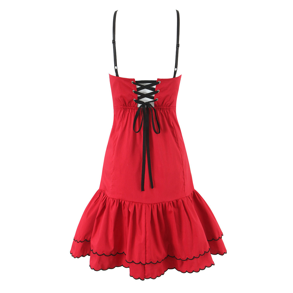 Retro Embroidered Contrast Color Lace Strapless Camisole Dress