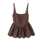 Solid Color Slim Strap Short Top
