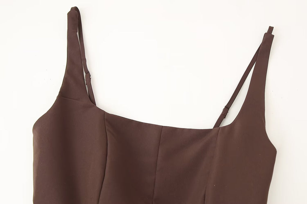 Solid Color Slim Strap Short Top
