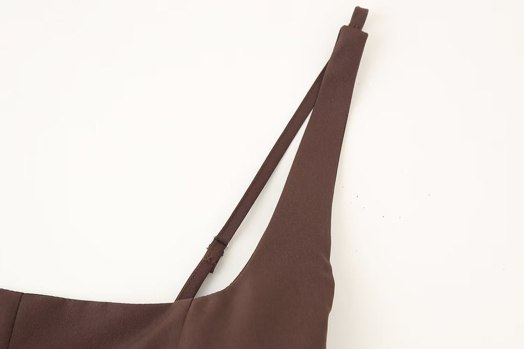 Solid Color Slim Strap Short Top