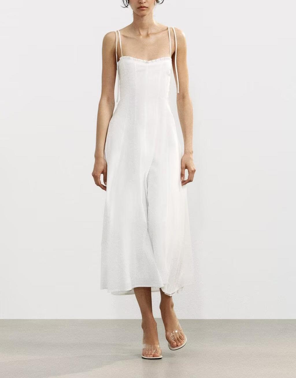 Women's Laminated Decoration Poplin Laminated Decoration Poplin Midi Dress