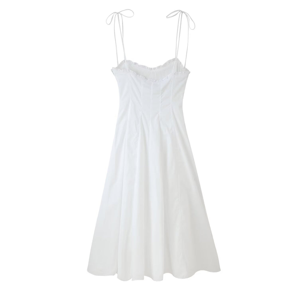 Women's Laminated Decoration Poplin Laminated Decoration Poplin Midi Dress