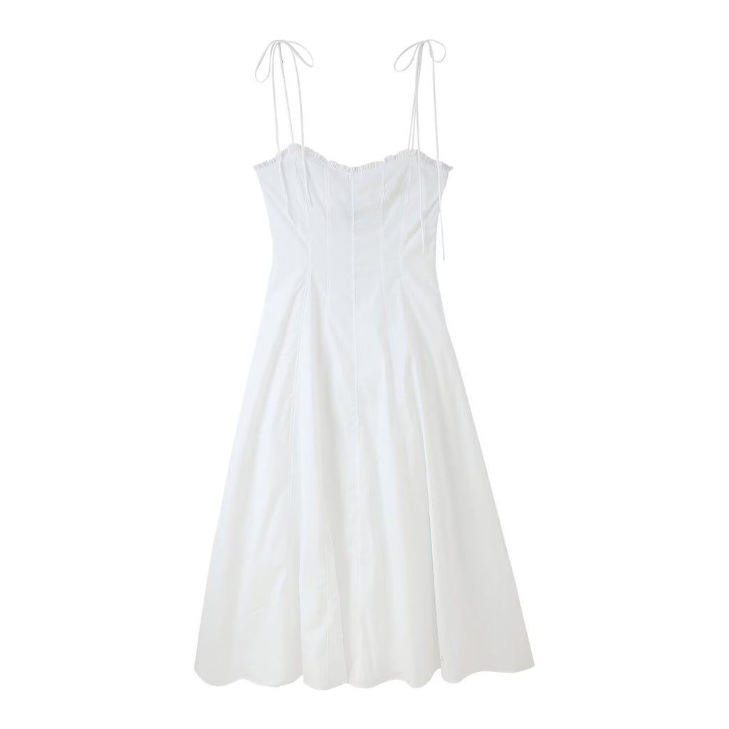Women's Laminated Decoration Poplin Laminated Decoration Poplin Midi Dress
