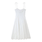 Women's Laminated Decoration Poplin Laminated Decoration Poplin Midi Dress