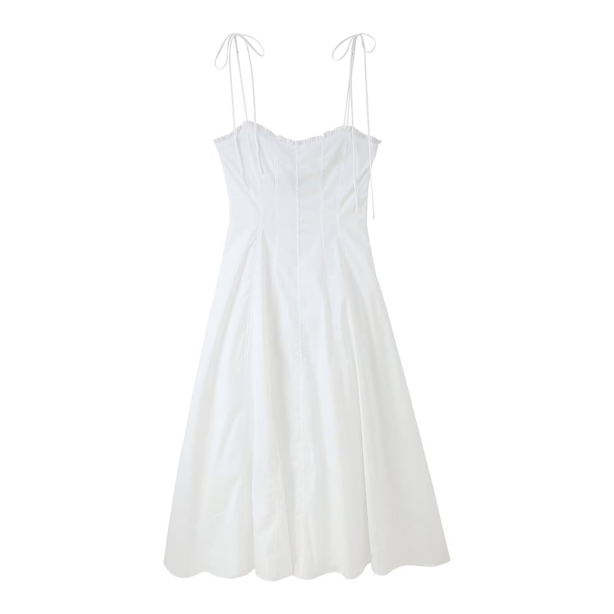 Women's Laminated Decoration Poplin Laminated Decoration Poplin Midi Dress