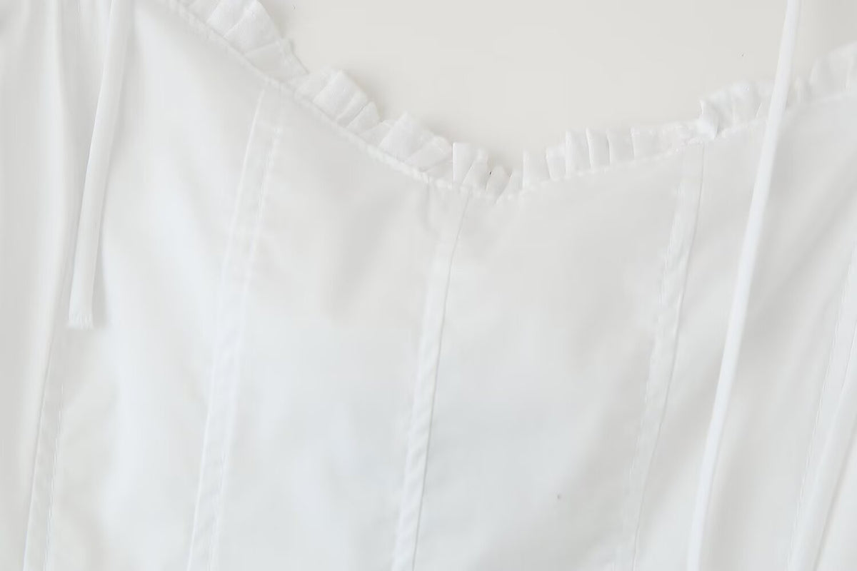 Women's Laminated Decoration Poplin Laminated Decoration Poplin Midi Dress