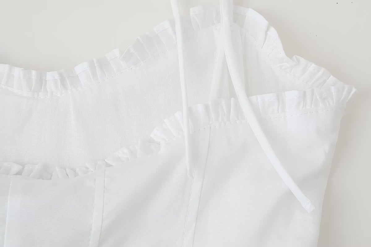 Women's Laminated Decoration Poplin Laminated Decoration Poplin Midi Dress
