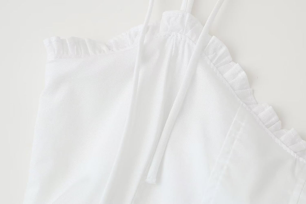 Women's Laminated Decoration Poplin Laminated Decoration Poplin Midi Dress