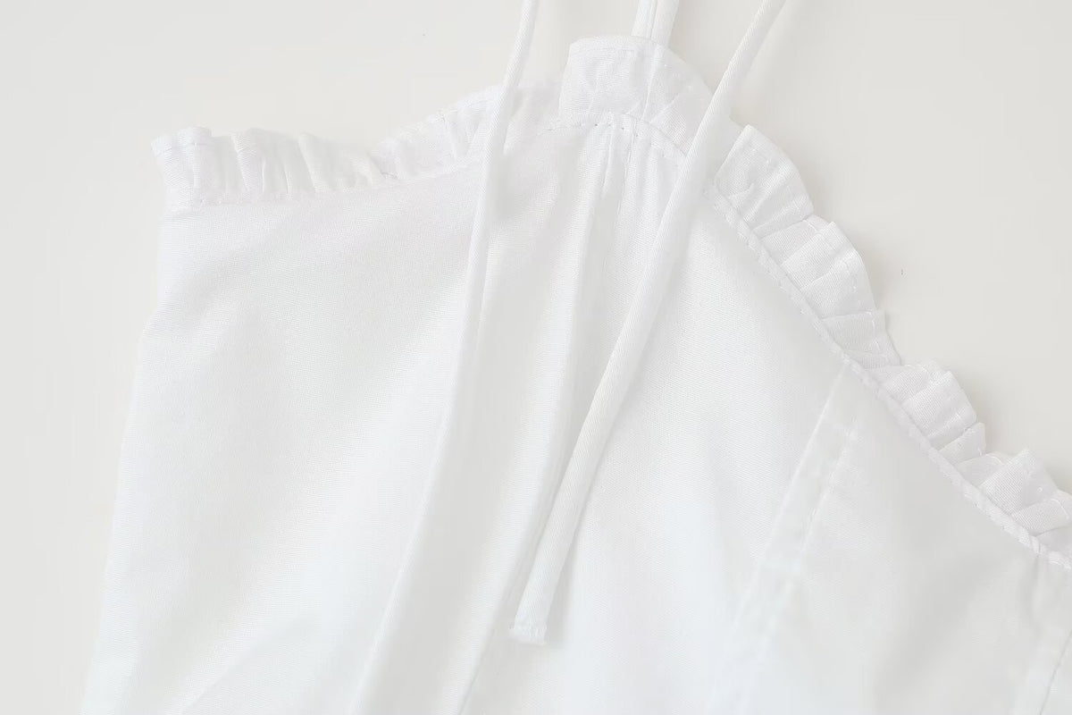 Women's Laminated Decoration Poplin Laminated Decoration Poplin Midi Dress