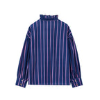 Women's Striped Tie-Neck Bow Blouse