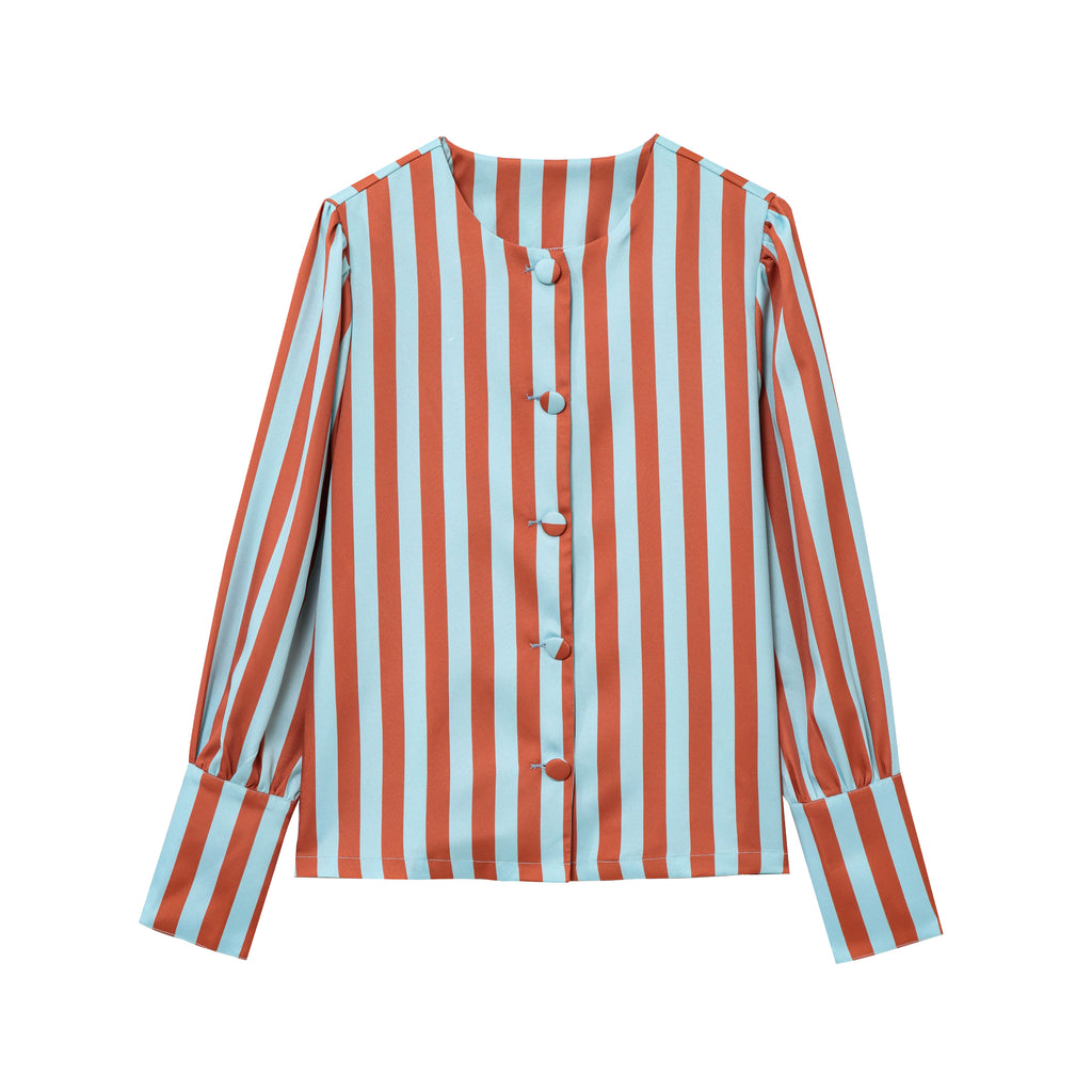 Women's Striped Ruched Blouse