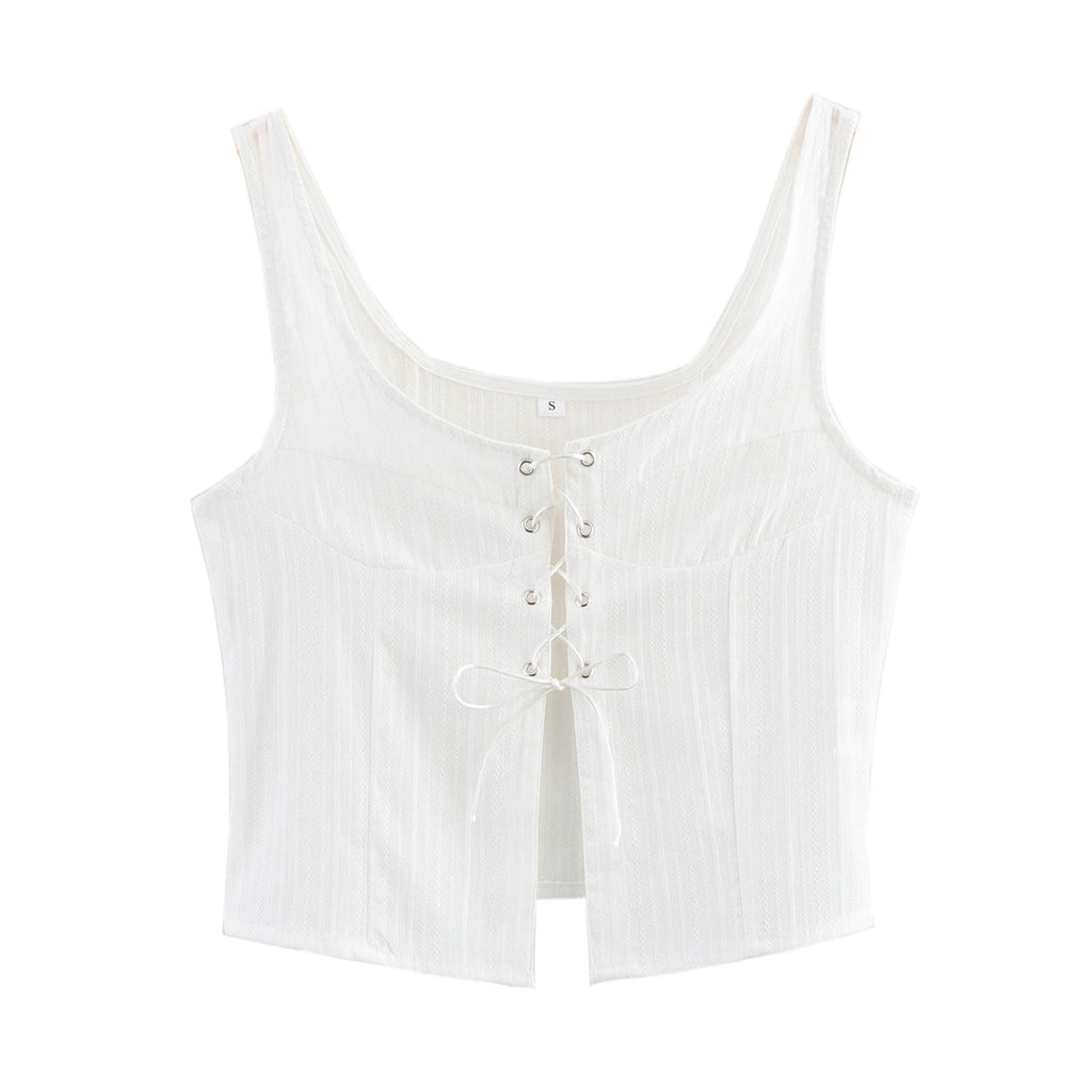 's Stylish Simple Casual White Strap Top