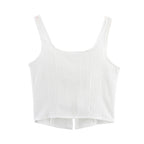 's Stylish Simple Casual White Strap Top