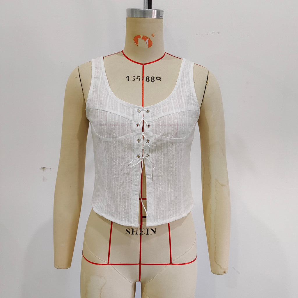 's Stylish Simple Casual White Strap Top