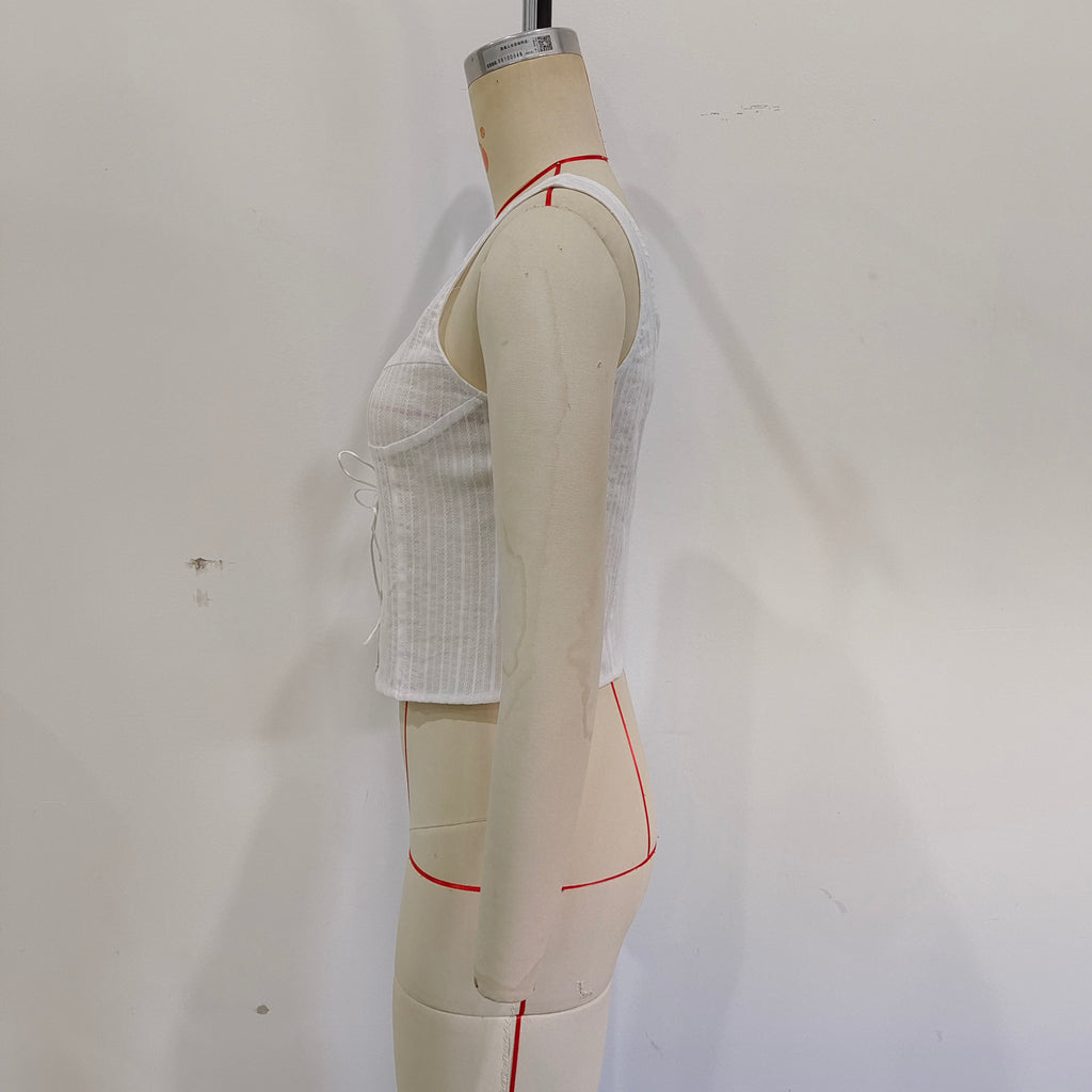 's Stylish Simple Casual White Strap Top