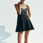 Women's Spring Bow Laminated Decoration Sling Dress