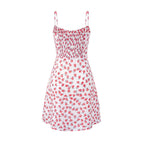 Women's Spring Ancient Cherry Slimming Printed Waist Controlled Lace Up Suspender Dress