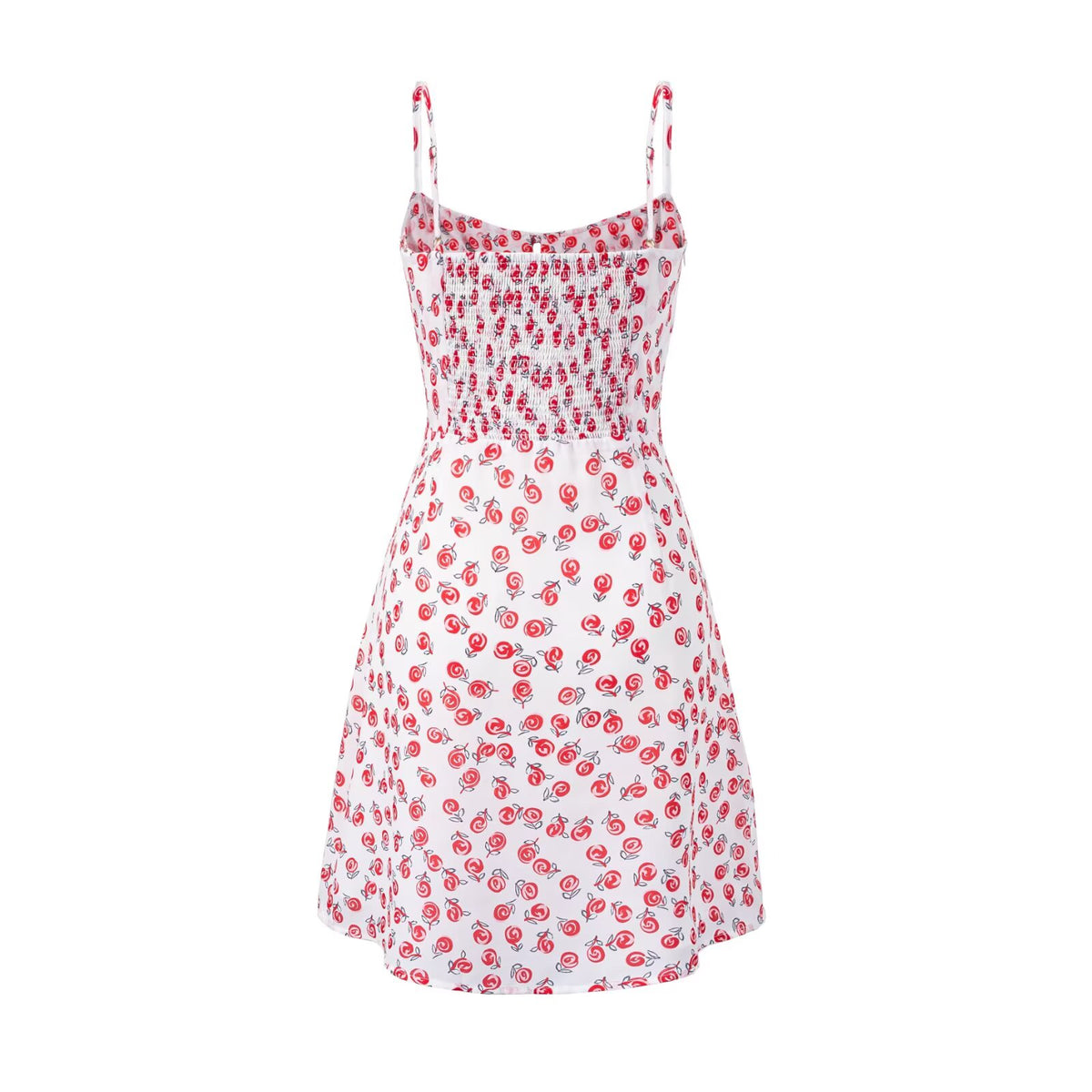 Women's Spring Ancient Cherry Slimming Printed Waist Controlled Lace Up Suspender Dress