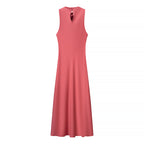 Summer Women Clothing Satin Texture Midi Dress
