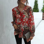 Women’s Floral Gold Thread Chiffon Tie Front Blouse