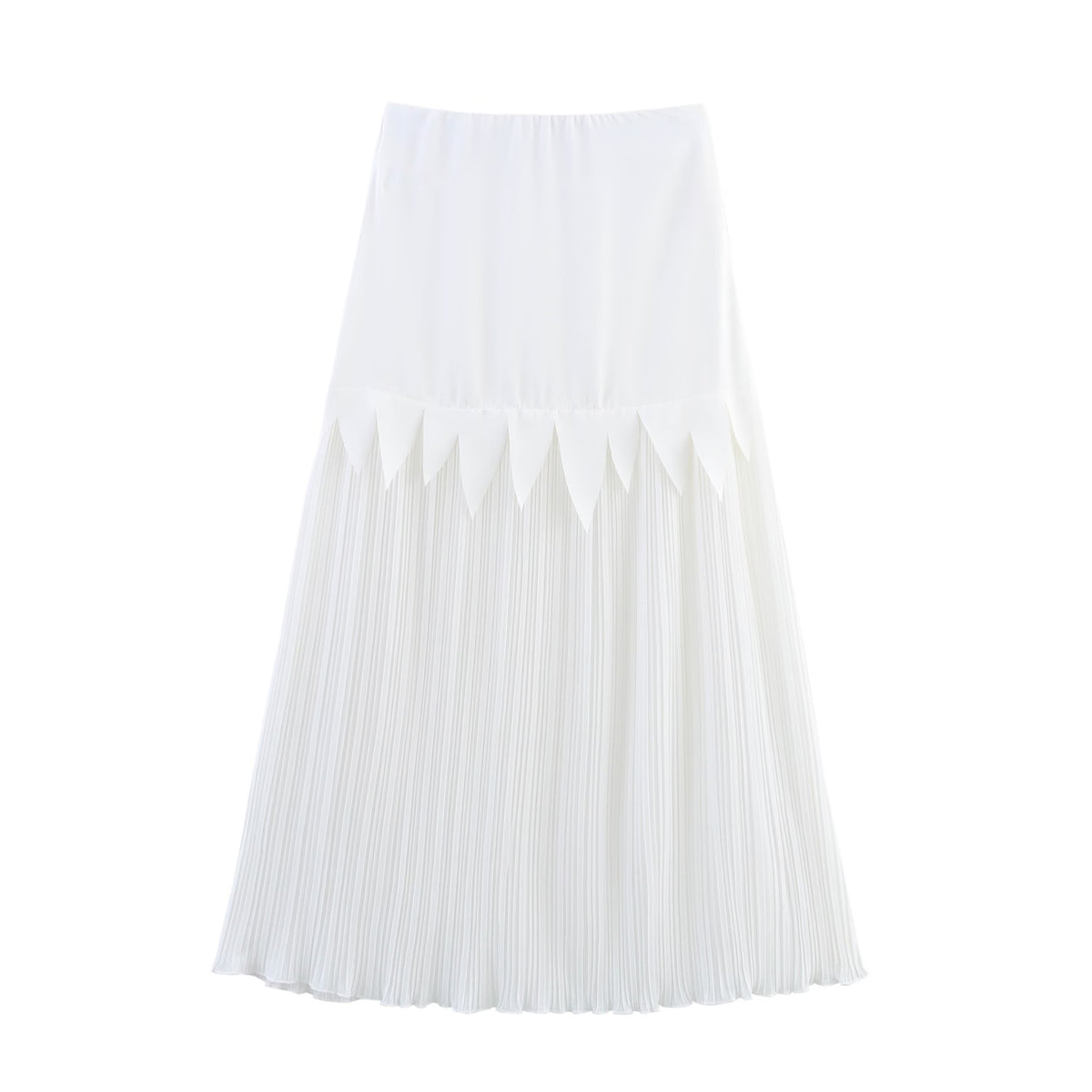 Summer Acetate Satin Chiffon Patchwork Pleated Long Skirt