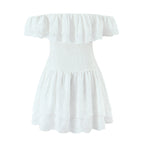 Lace Off-Shoulder Tiered Mini Dress