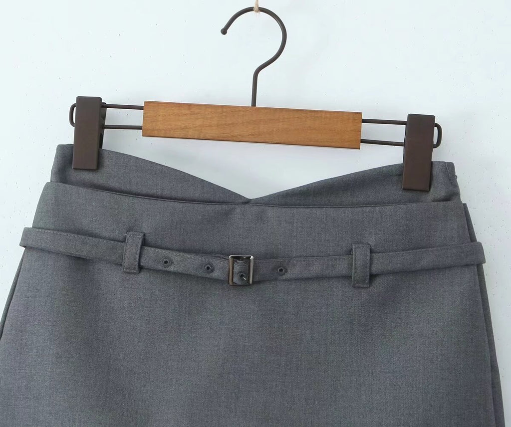 V Waist Low Anti Exposure Sheath A Line Pants Skirt