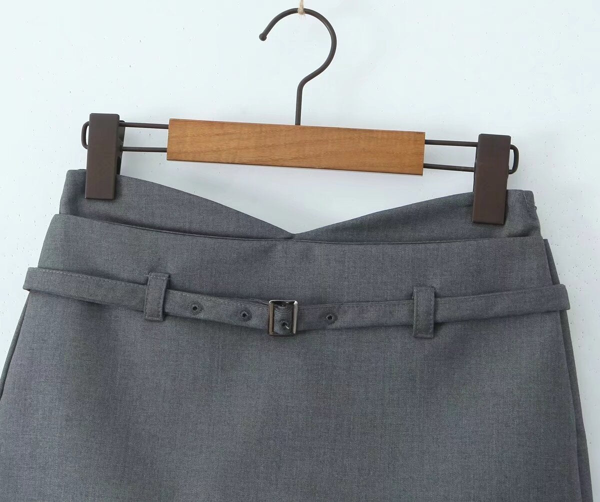 V Waist Low Anti Exposure Sheath A Line Pants Skirt