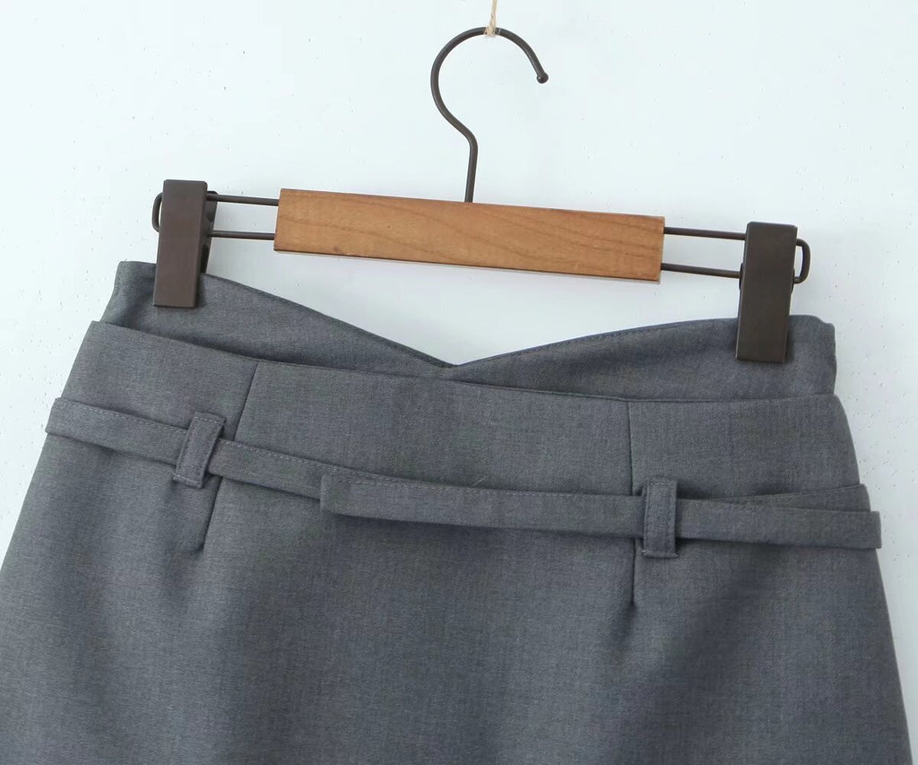 V Waist Low Anti Exposure Sheath A Line Pants Skirt