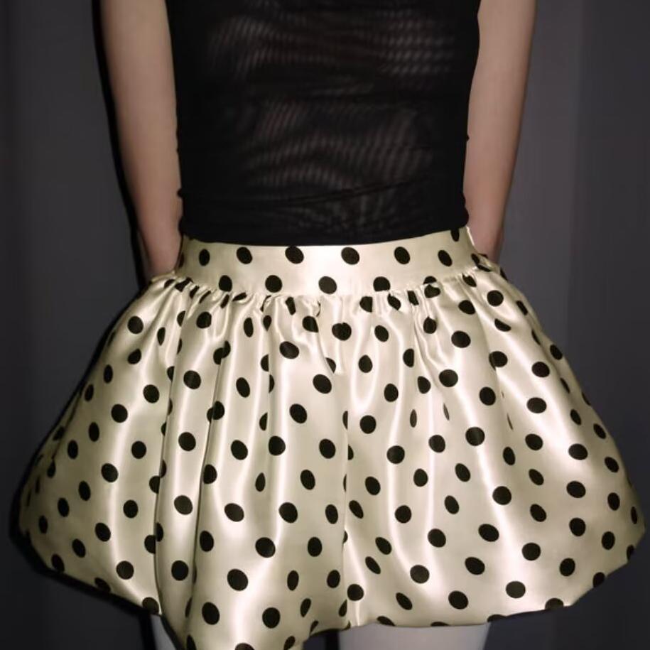 Spring Summer Polka Dot Design Bud Ultra Short Skirt