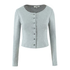 Women's Spring Slim Fit Round Neck Jacquard Single Breasted Long