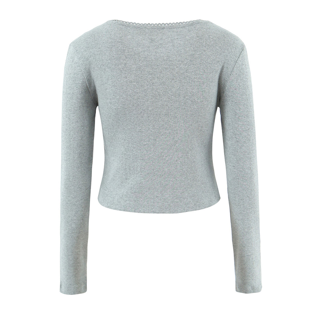 Women's Spring Slim Fit Round Neck Jacquard Single Breasted Long