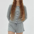 Women's Spring Slim Fit Round Neck Jacquard Single Breasted Long