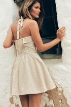 Simple Hanging Collar Plaid Slip Dress