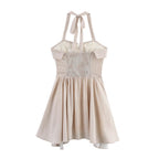 Simple Hanging Collar Plaid Slip Dress