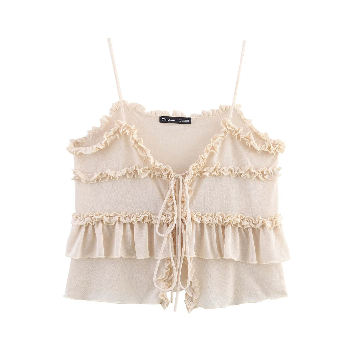 Women's Elegant Ruffled Spaghetti Straps Vest Inner Match Top