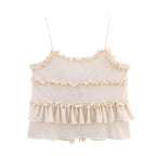 Women's Elegant Ruffled Spaghetti Straps Vest Inner Match Top