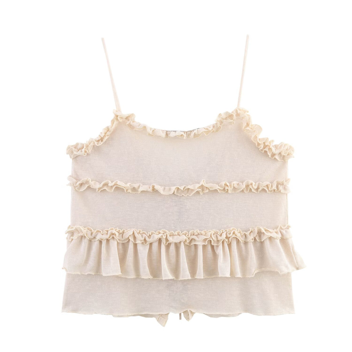 Women's Elegant Ruffled Spaghetti Straps Vest Inner Match Top