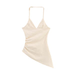 V Neck Pleated Sling Top Slim Fit