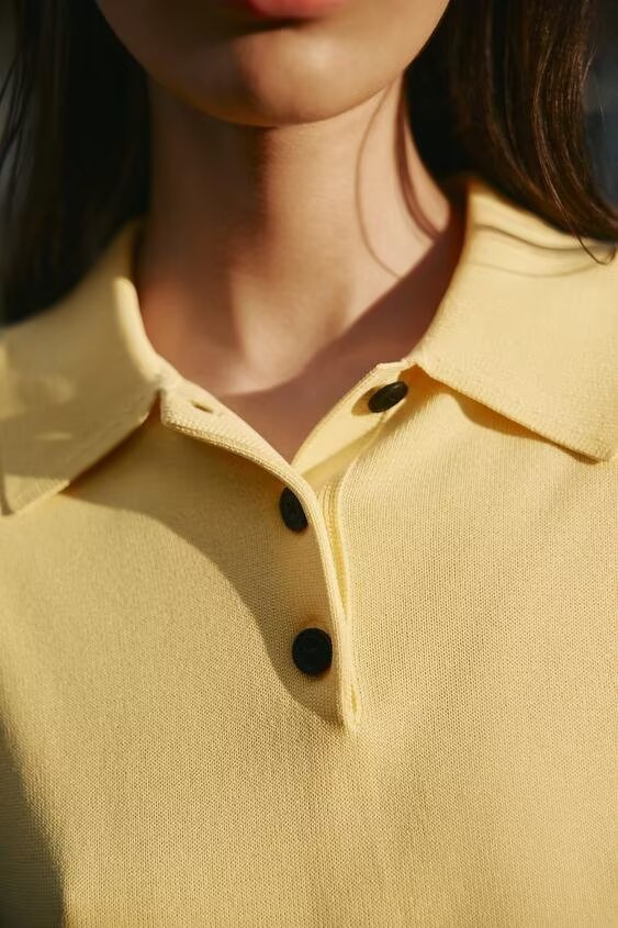 Women's Spring Short Sleeved Knitting Polo Shirt Collar Top