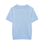 Women's Spring Short Sleeved Knitting Polo Shirt Collar Top