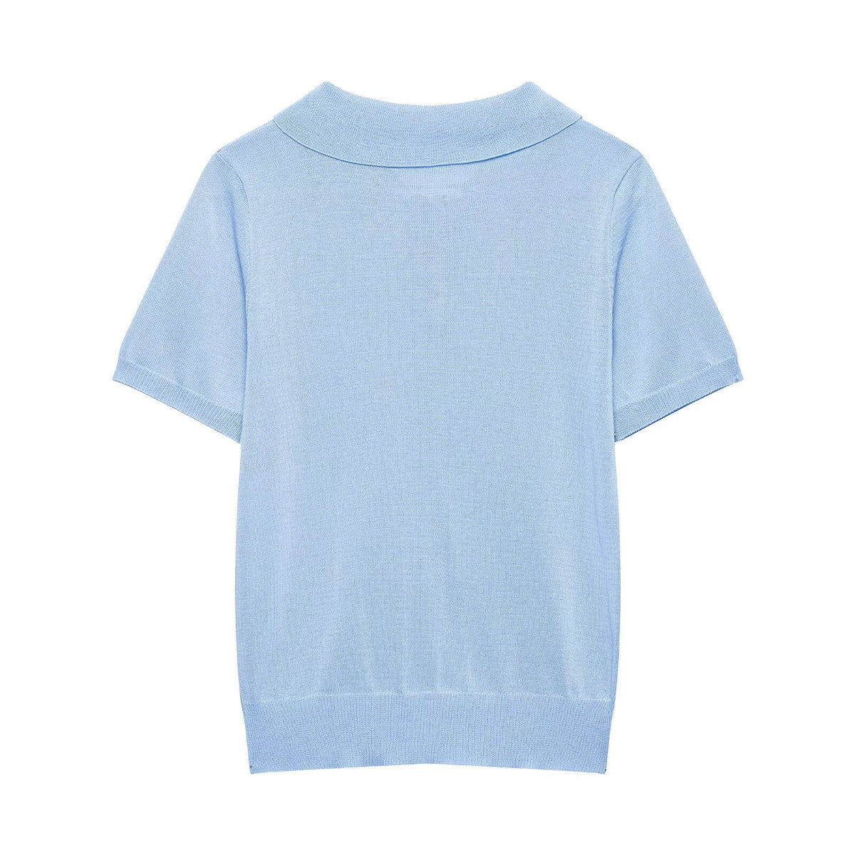 Women's Spring Short Sleeved Knitting Polo Shirt Collar Top