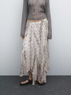 Spring Summer Temperamental Snake Print Wide Swing Skirt