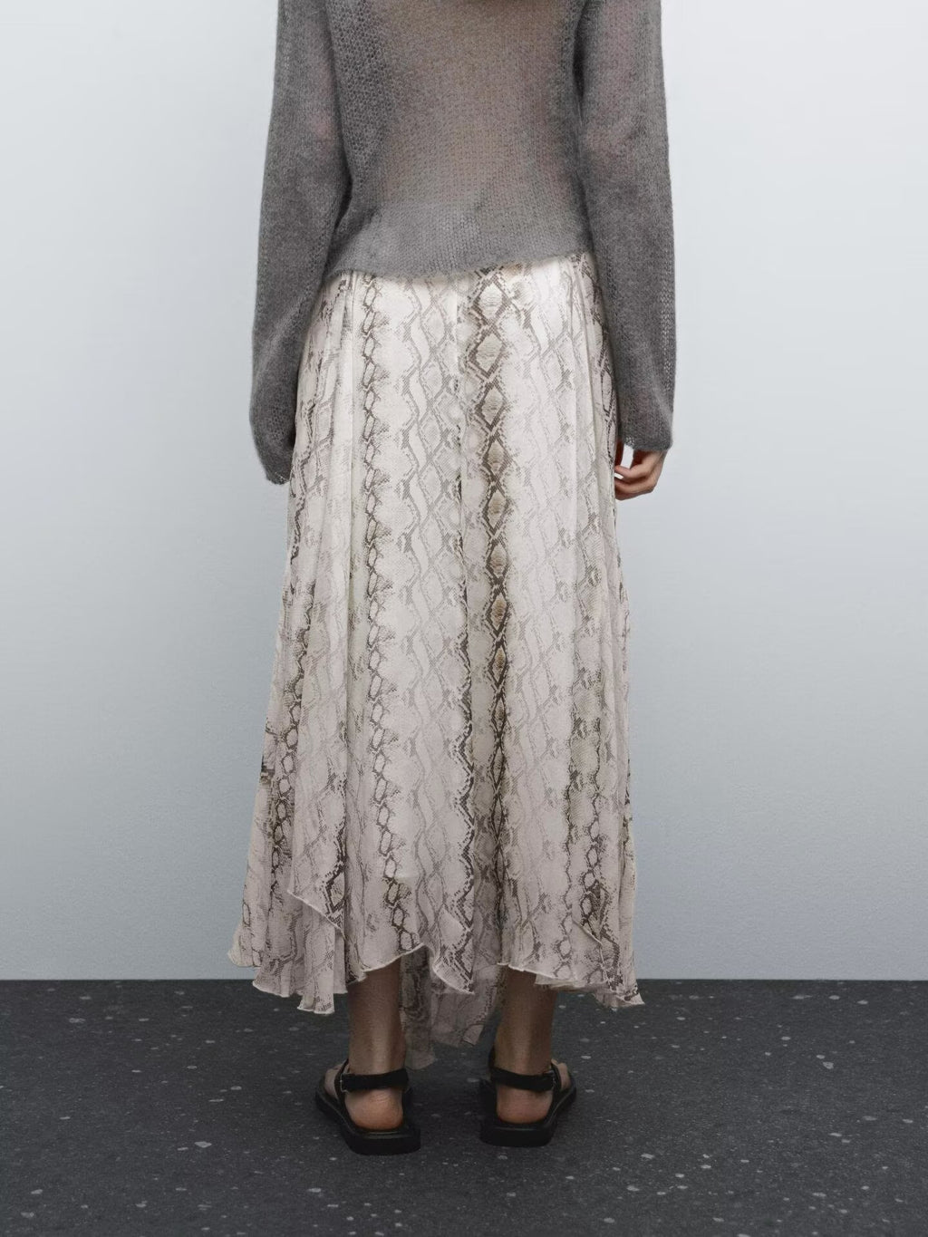 Spring Summer Temperamental Snake Print Wide Swing Skirt