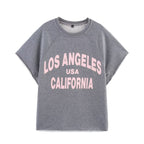 Women's Spring Summer Round Neck Short Sleeves Sweater Printed Set