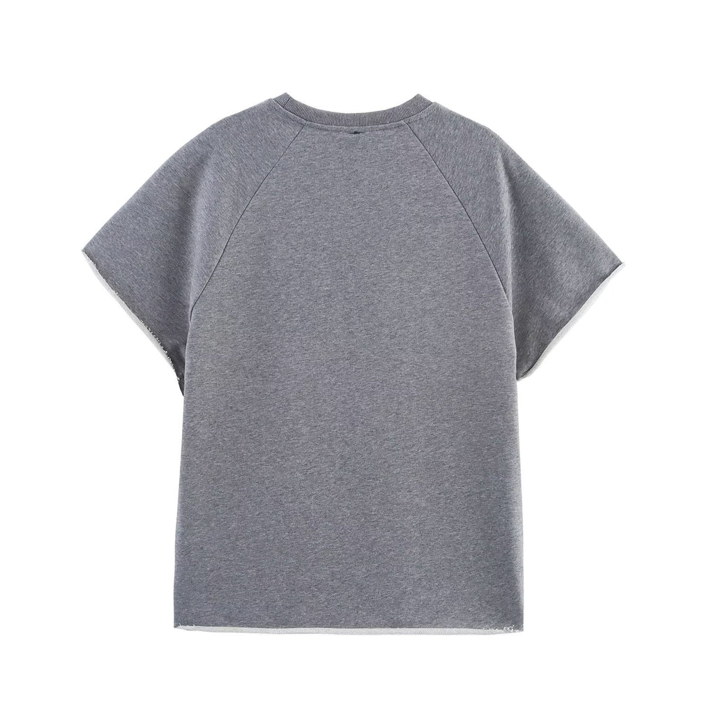 Women's Spring Summer Round Neck Short Sleeves Sweater Printed Set