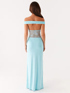 Women's Off-Shoulder Lace Backless A-Line Maxi Dress